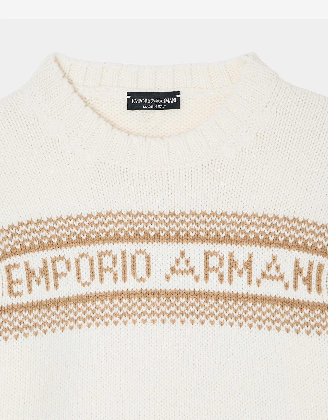 Kids Knitted Logo Jumper in Ivory