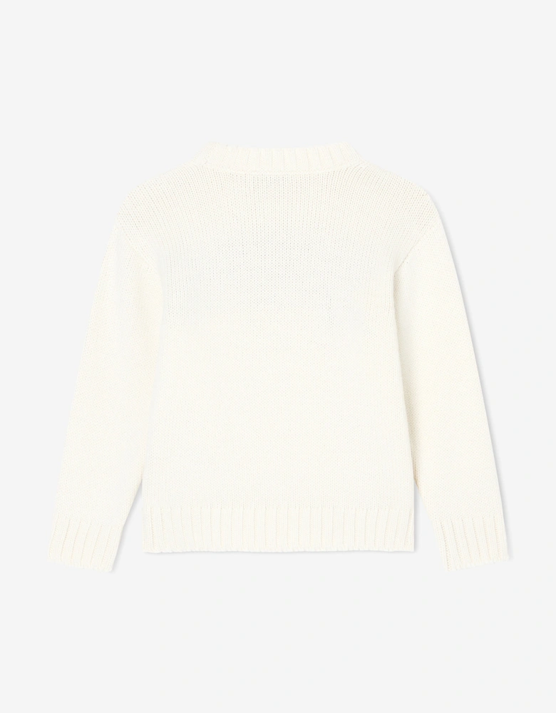 Kids Knitted Logo Jumper in Ivory