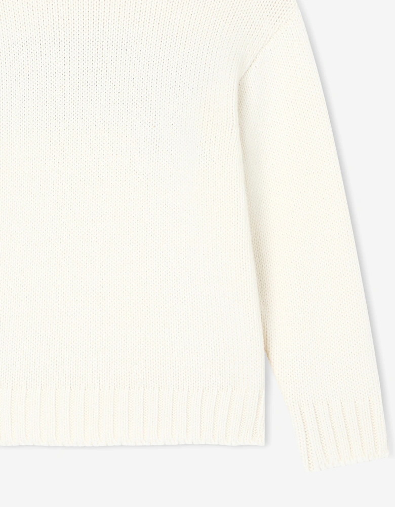 Kids Knitted Logo Jumper in Ivory