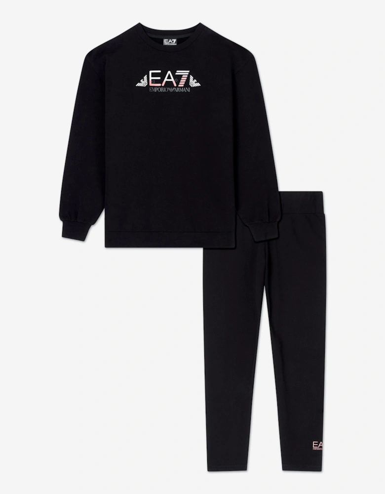 Emporio Armani Girls Train Logo Legging Set in Black