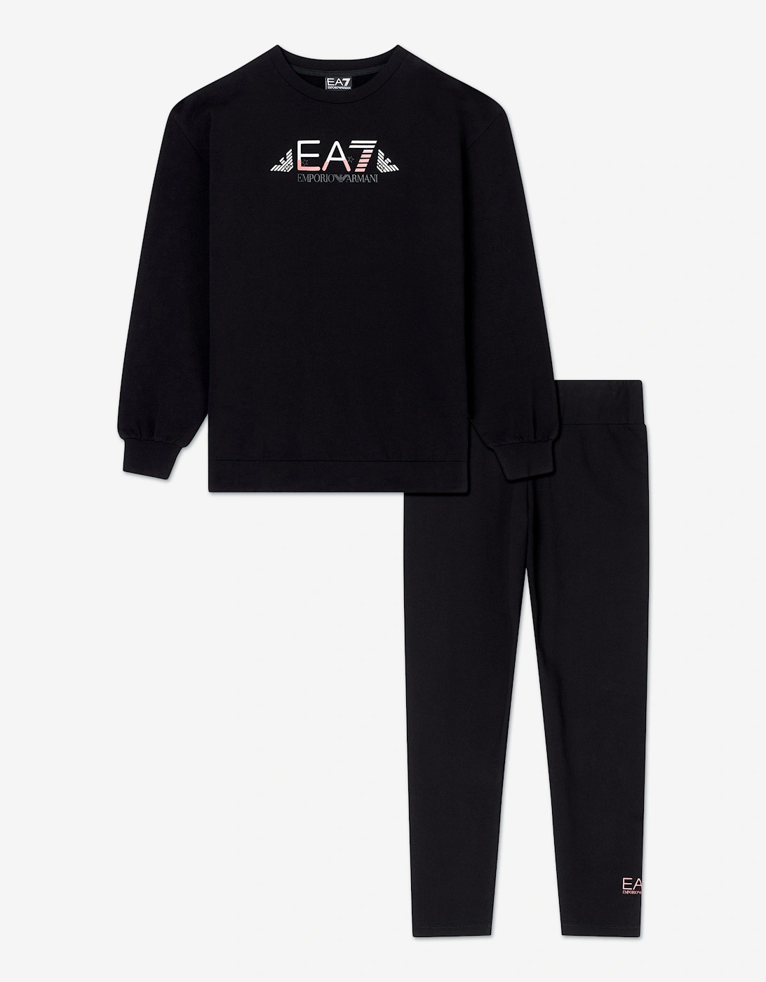 Girl's EA7 Emporio Armani Girls Train Logo Legging Set in Black - Size: 8 years