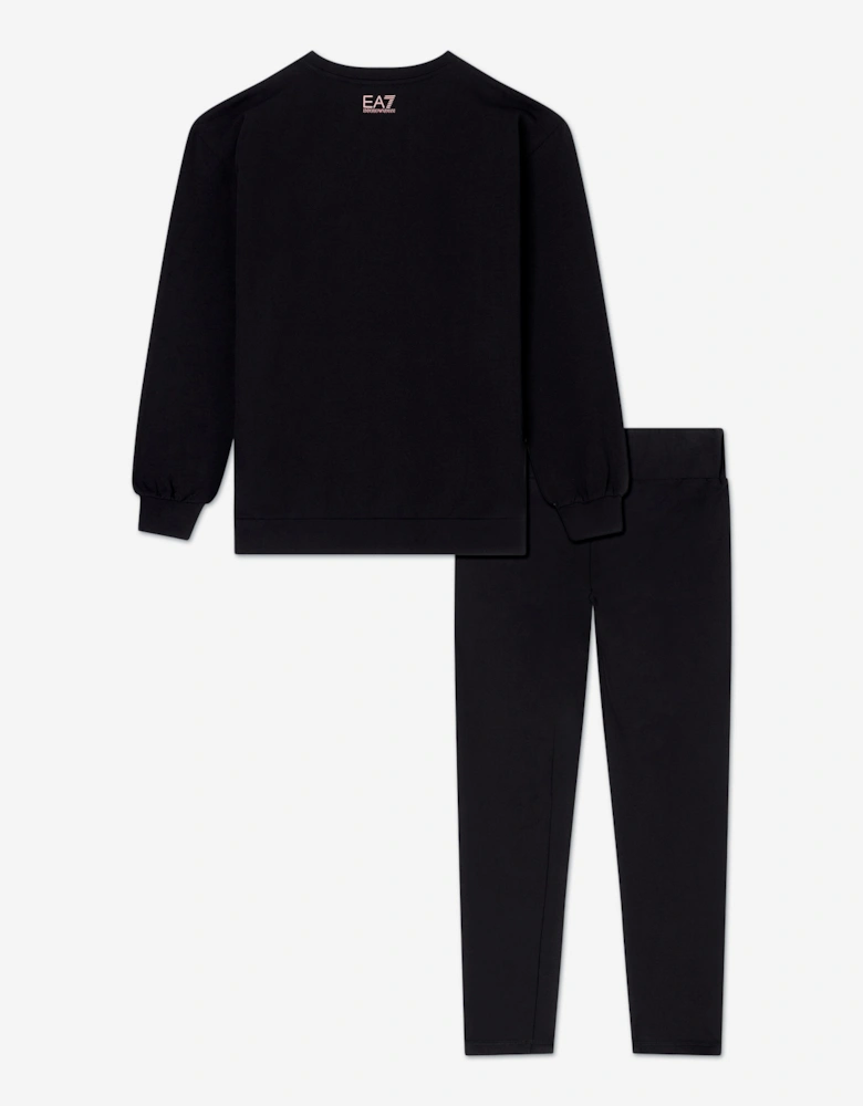 Emporio Armani Girls Train Logo Legging Set in Black