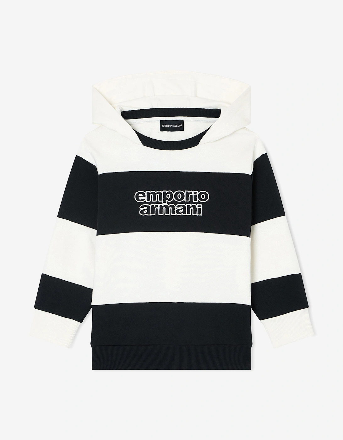 Emporio Armani Boys Blue 'S Striped Logo Hoodie In Navy - : 6 Years Size 6 Yrs Kids