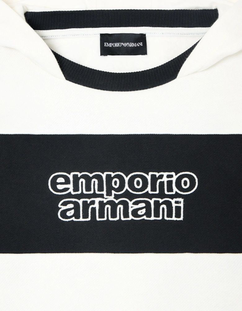 Boys Striped Logo Hoodie in Navy