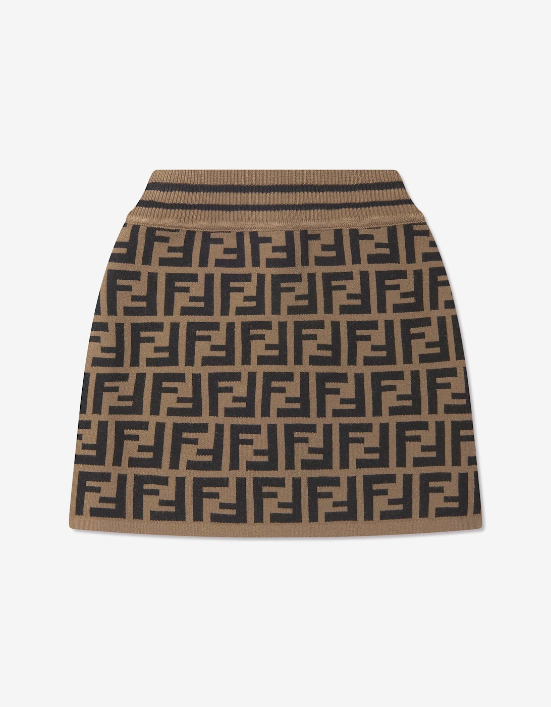 Girls FF Logo Knitted Skirt in Brown, 5 of 4