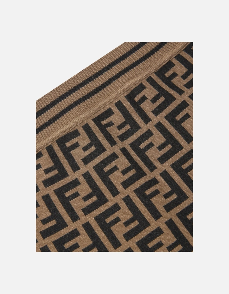 Girls FF Logo Knitted Skirt in Brown