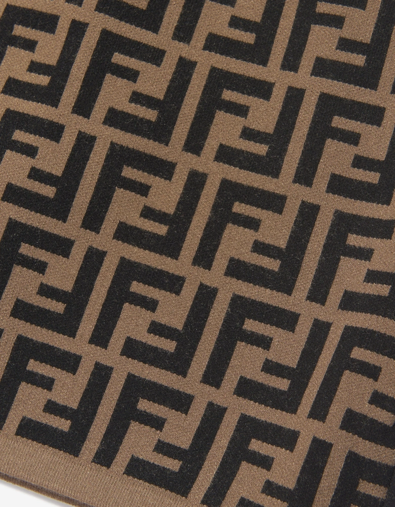 Girls FF Logo Knitted Skirt in Brown