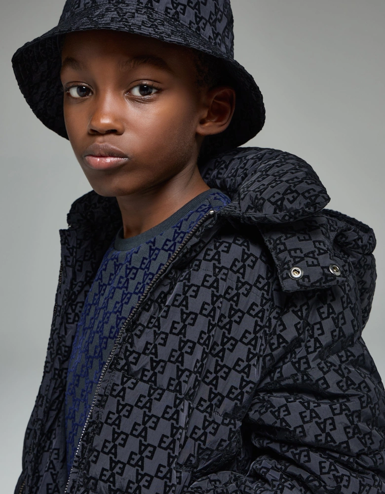 Kids Logo Puffer Jacket in Navy