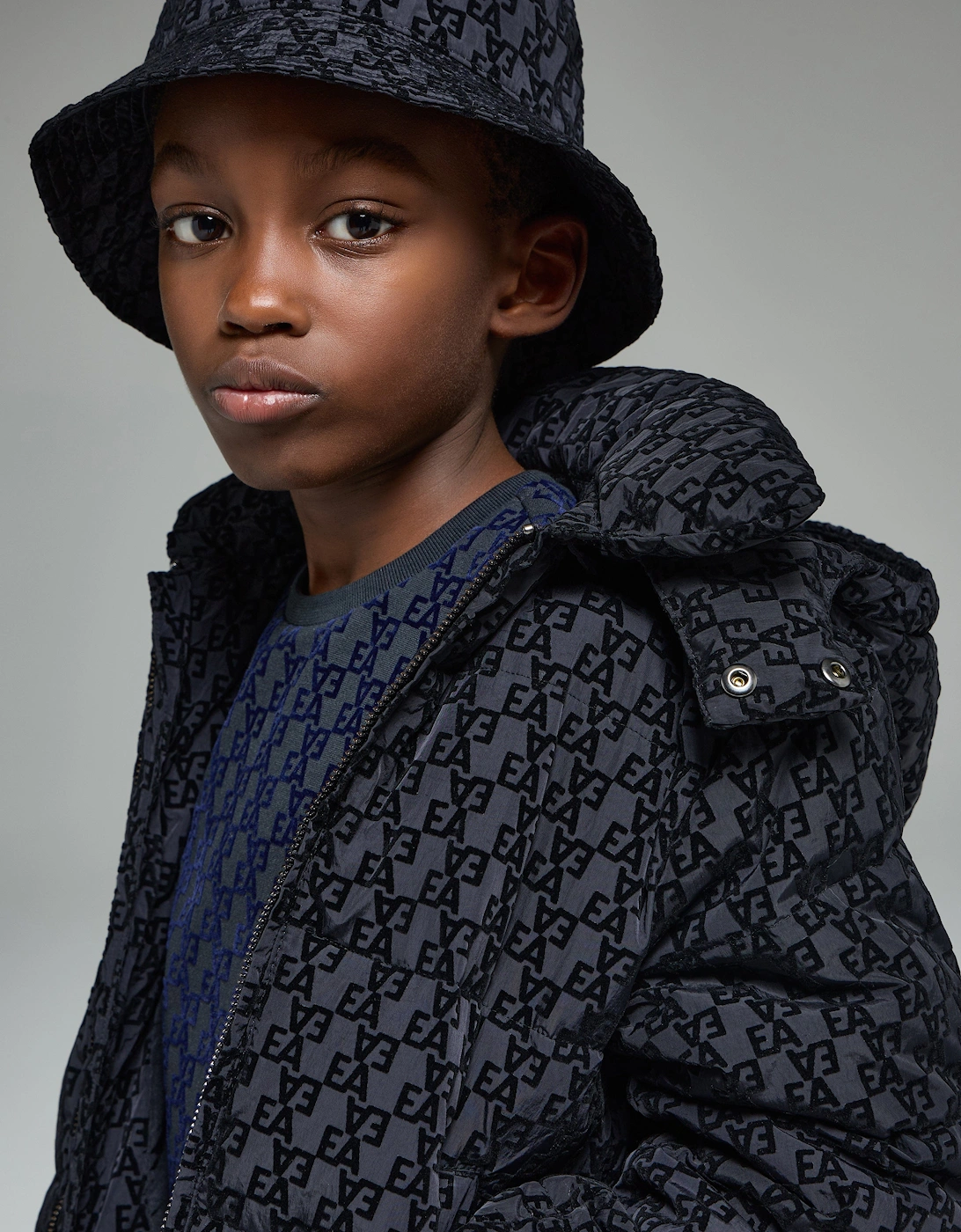 Kids Logo Puffer Jacket in Navy