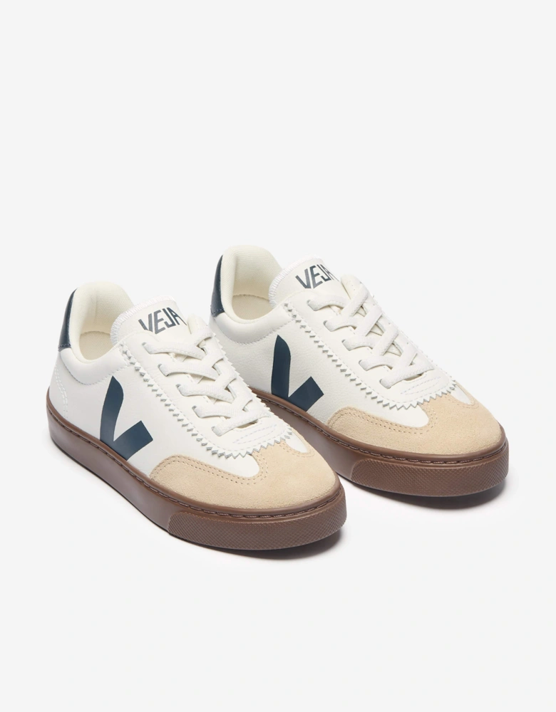 Kids Leather Small Volley Trainers in White