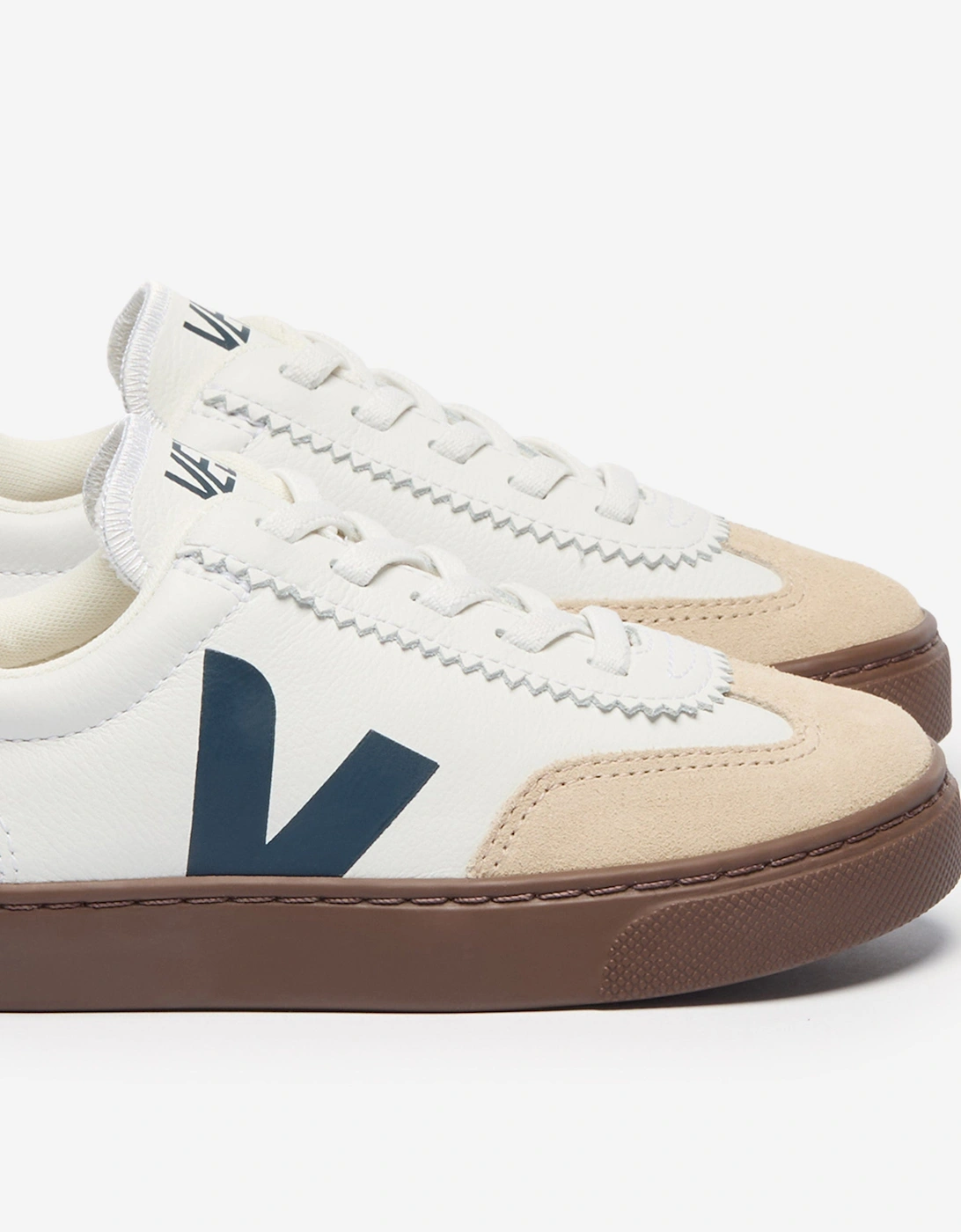 Kids Leather Small Volley Trainers in White
