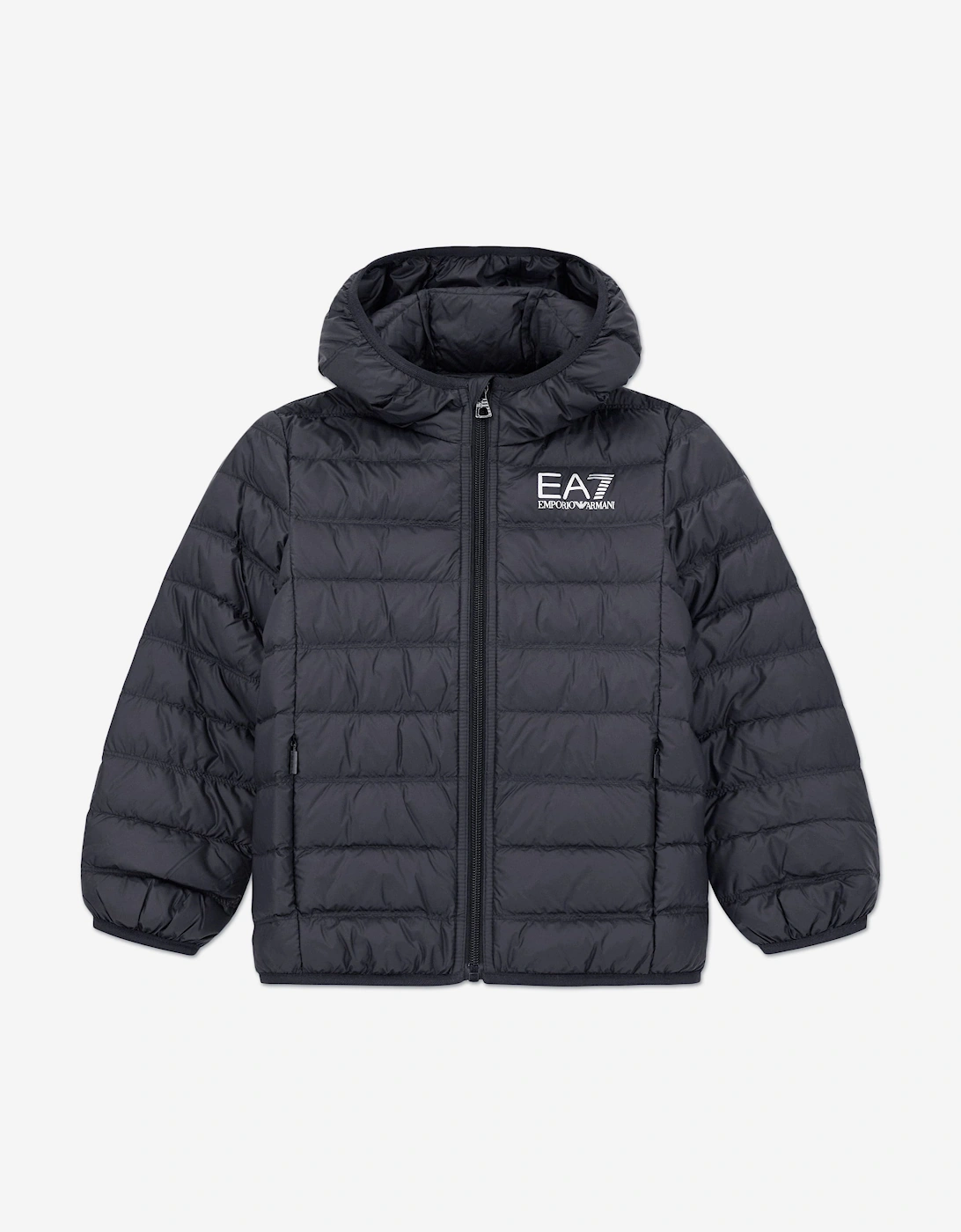 Ea7 Boys Black Light Hooded Down Jacket Core Identity With Regular Fit - Image 5