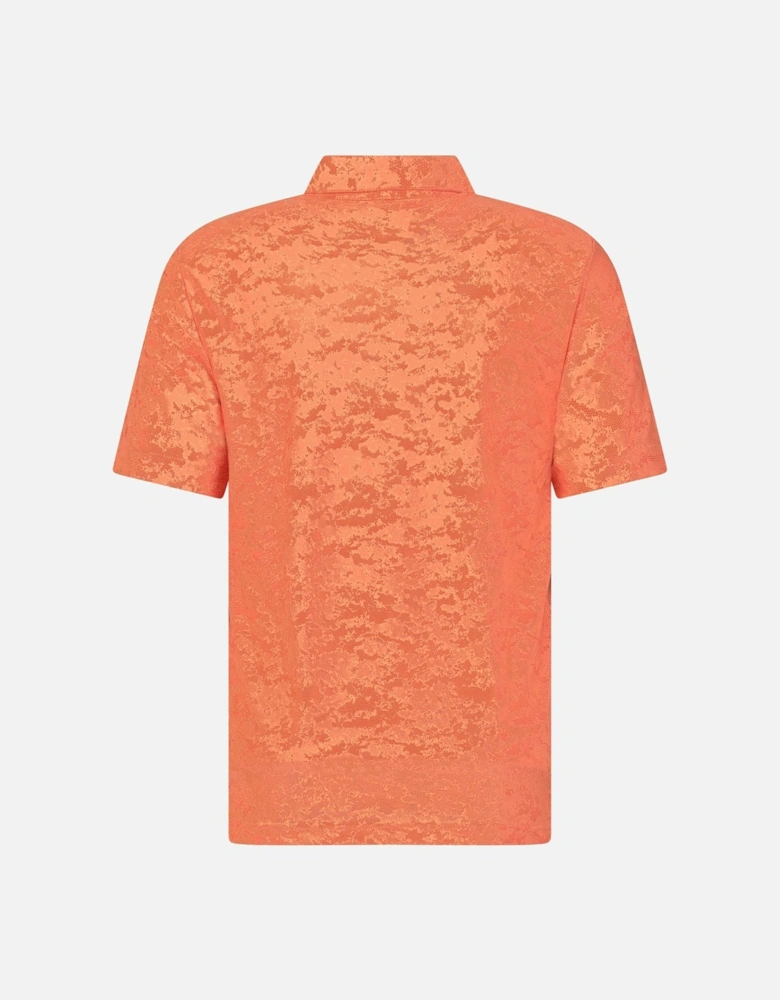 Textured Jacquard Golf Polo Shirt in Coral Fusion