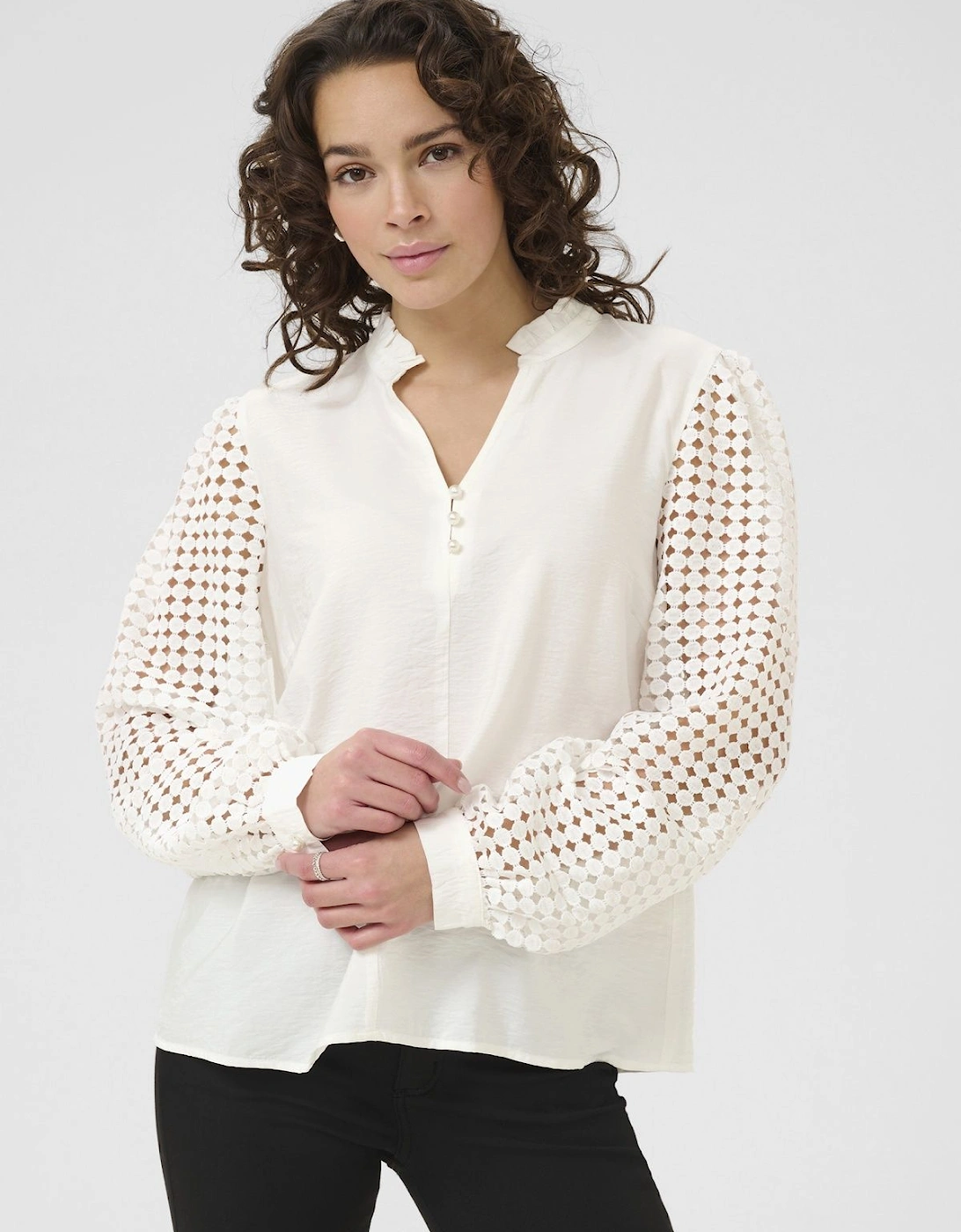 KAtulle Long Sleeve V-Neck Blouse, 2 of 1