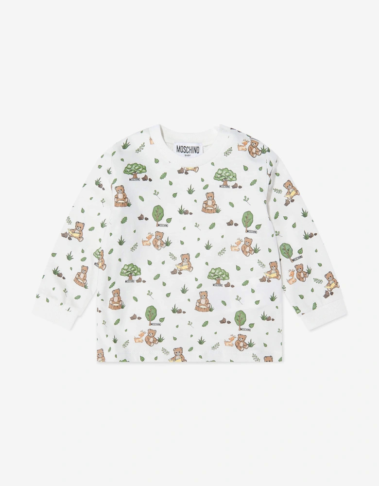 Baby Forest Teddy Bear Trouser Set in Ivory