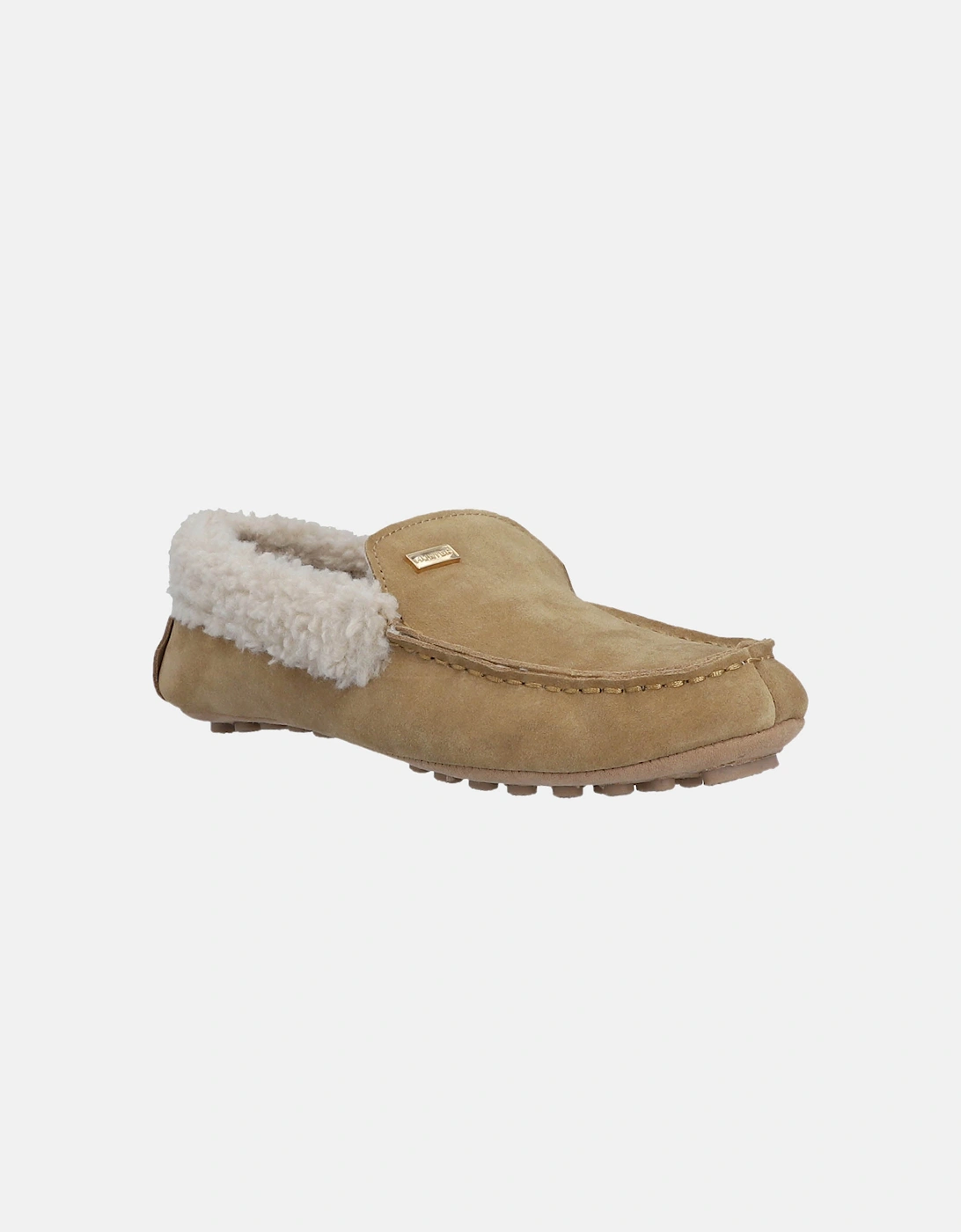Womens Sherpa Collar Moccasin Slippers - Biscuit, 3 of 2