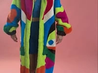 Hand Painted Faux Fur Maxi Coat