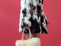 Cream Handmade Bamboo Faux Shearling Large Bag