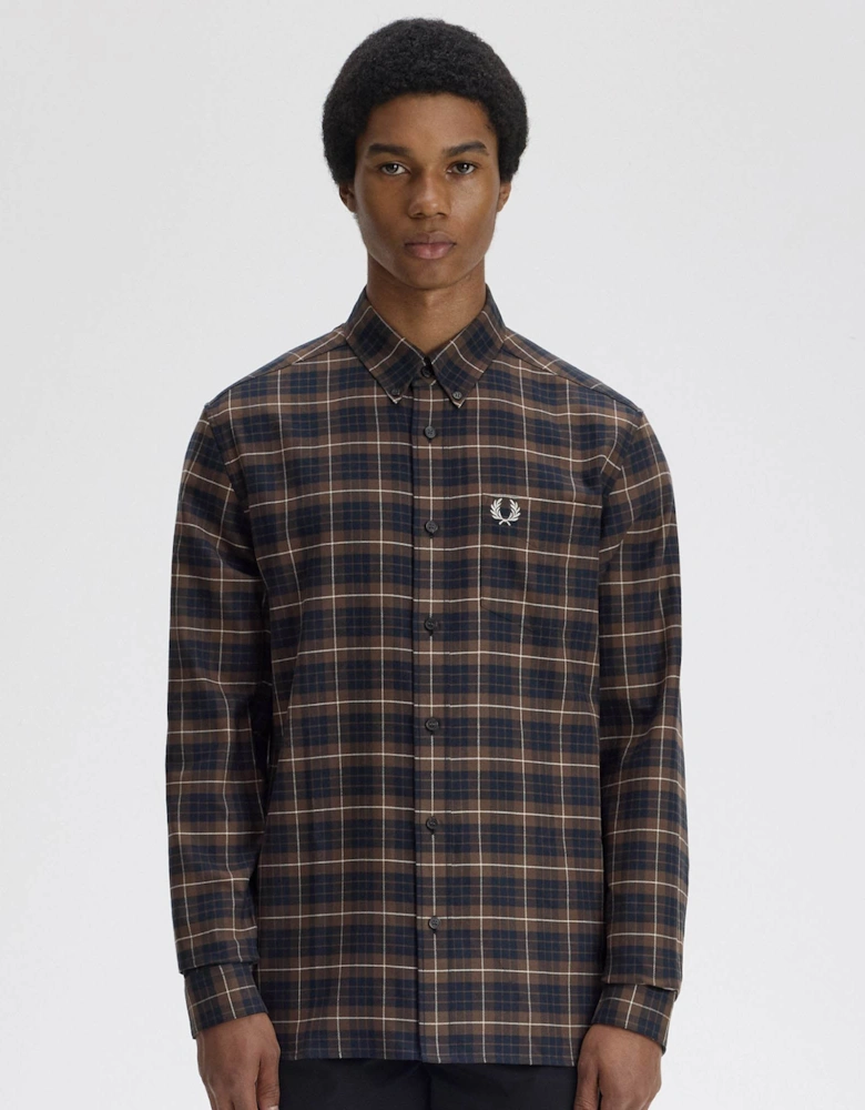 Brushed Twill Tartan Shirt - Burnt Tobacco Q21