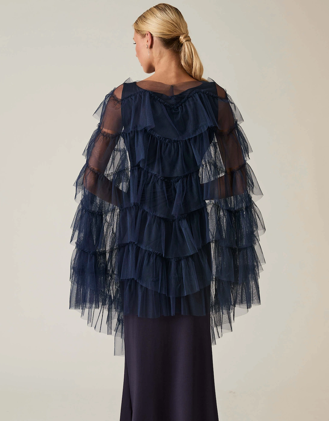 Navy Organza Shawl
