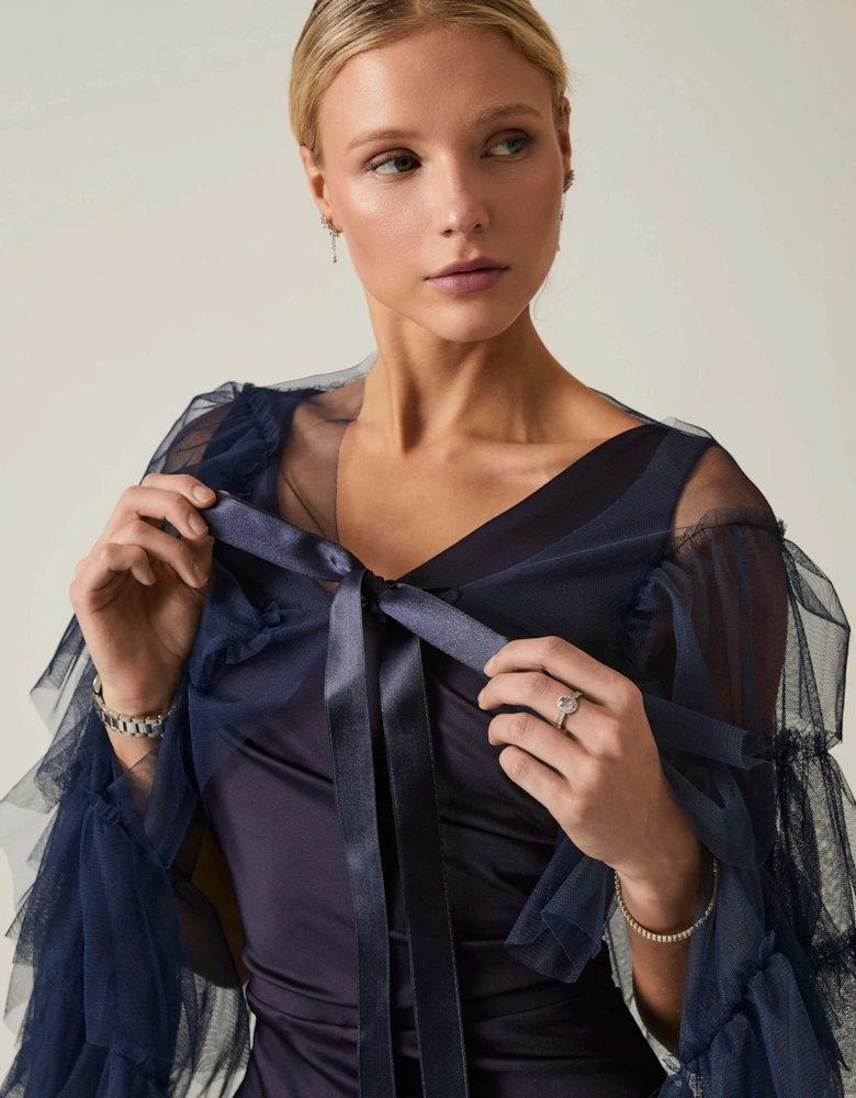 Navy Organza Shawl