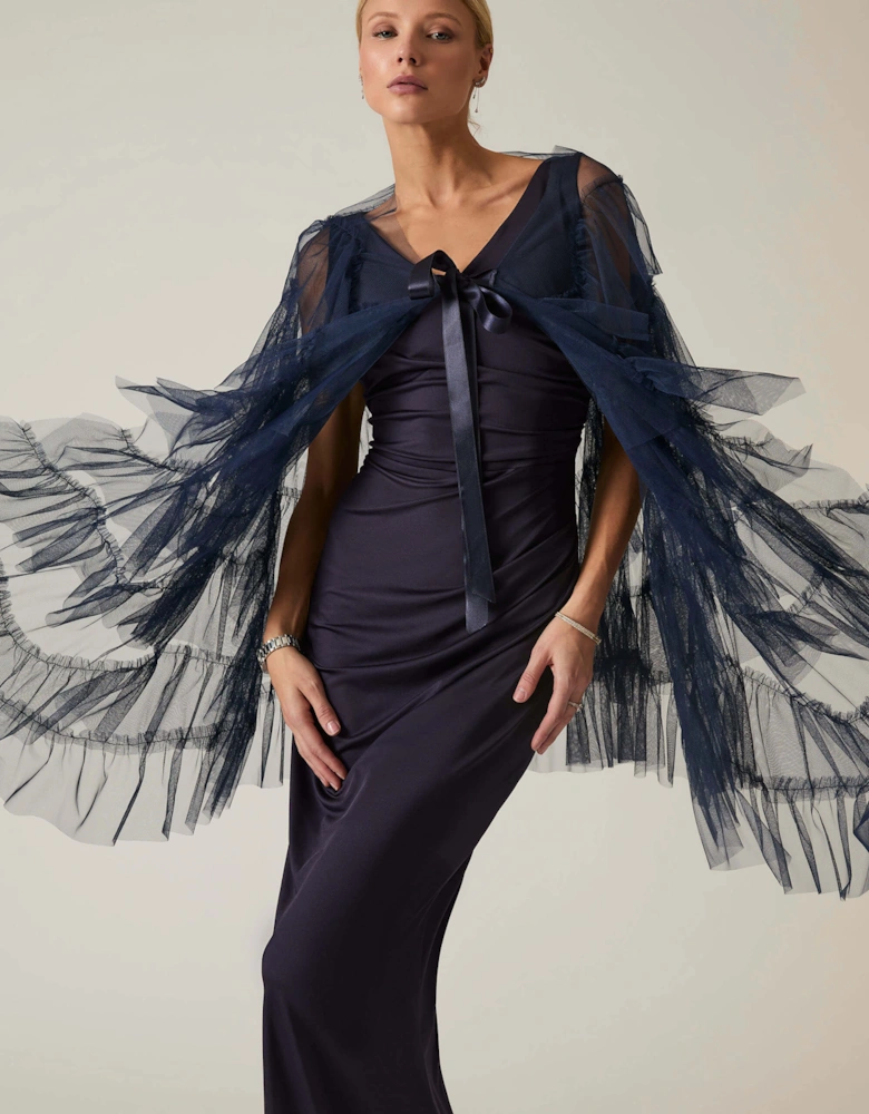 Navy Organza Shawl