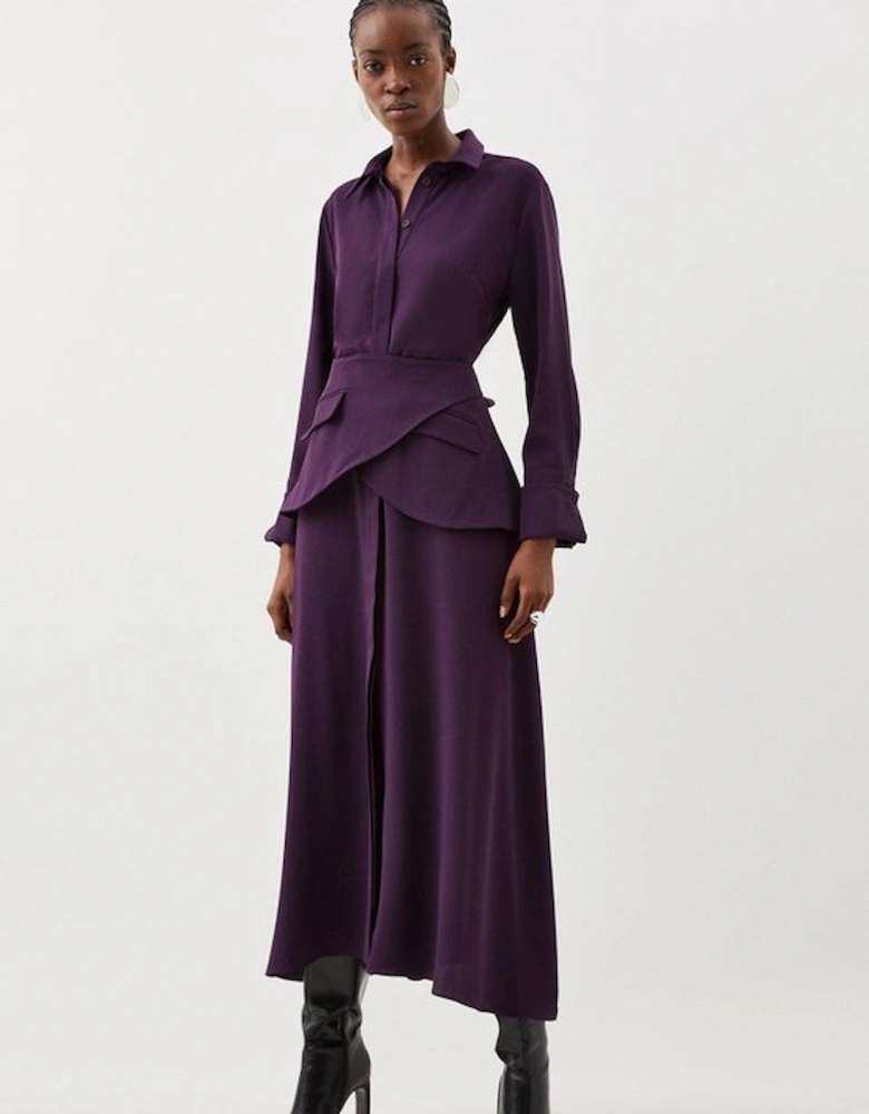 Soft Tailored Belted Maxi Shirt Dress