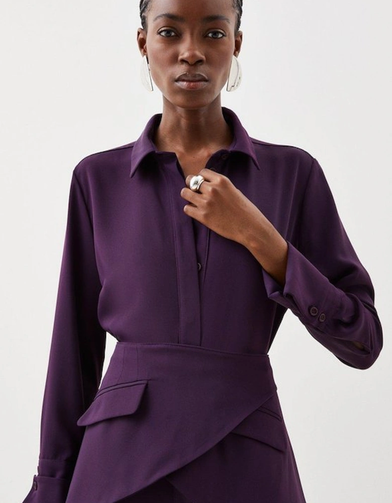 Soft Tailored Belted Maxi Shirt Dress