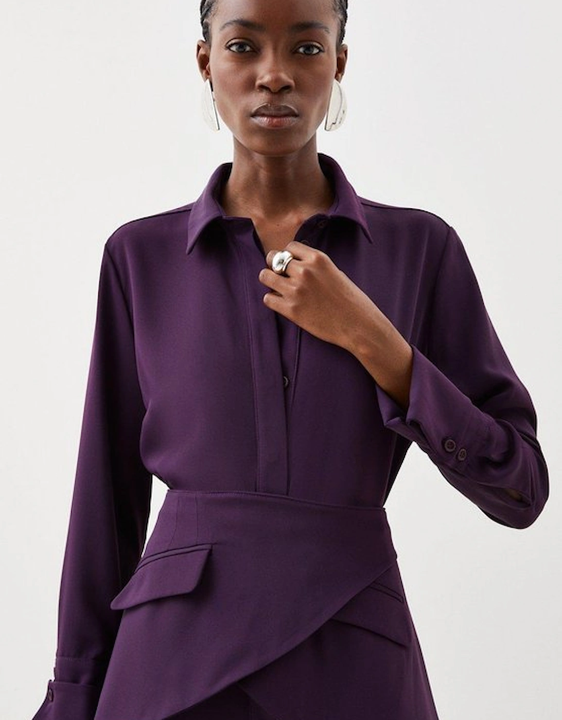 Soft Tailored Belted Maxi Shirt Dress