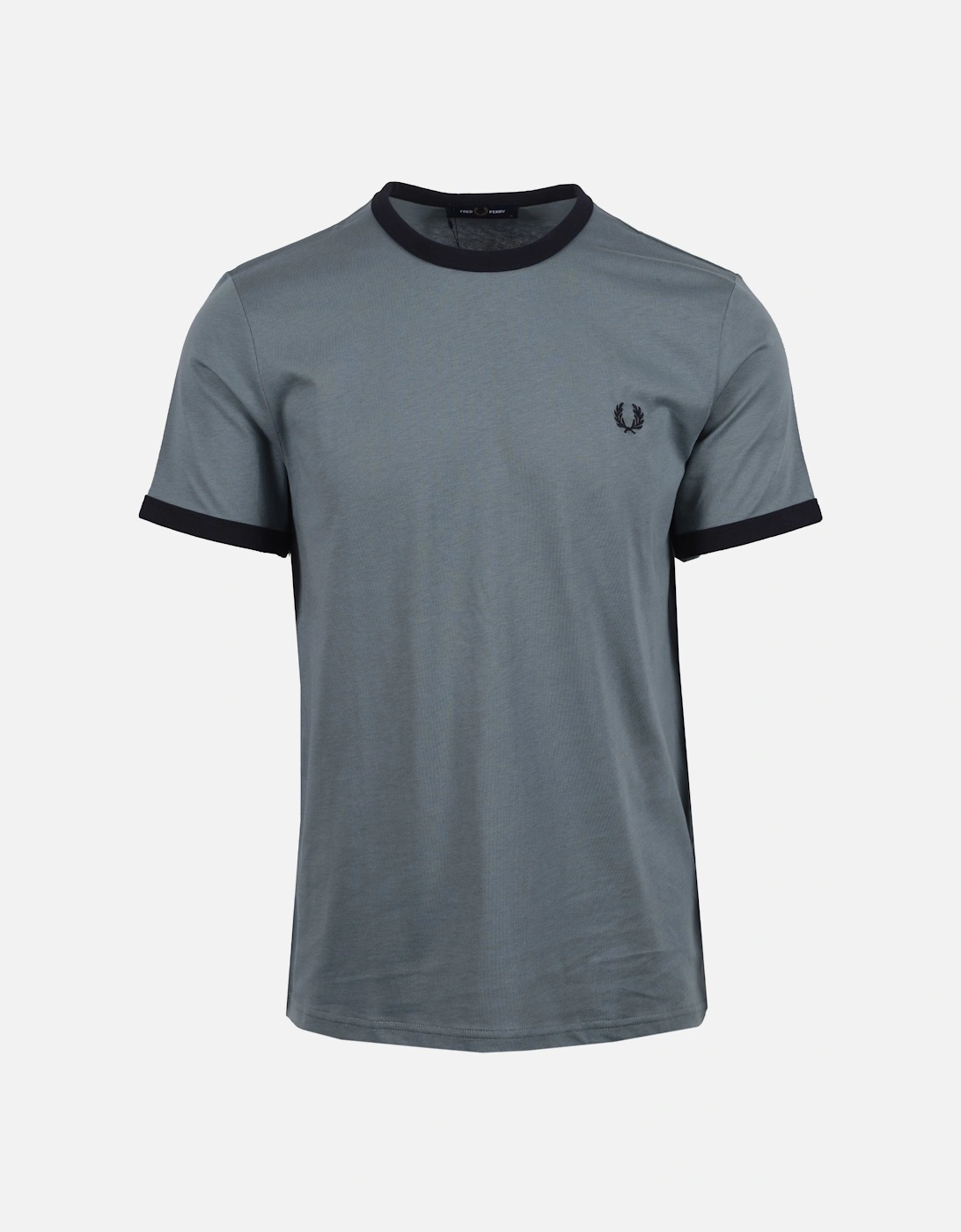 Men's FRED PERRY RINGER T-SHIRT STOCKPORT BLUE/NAVY - Grey - Size: 38