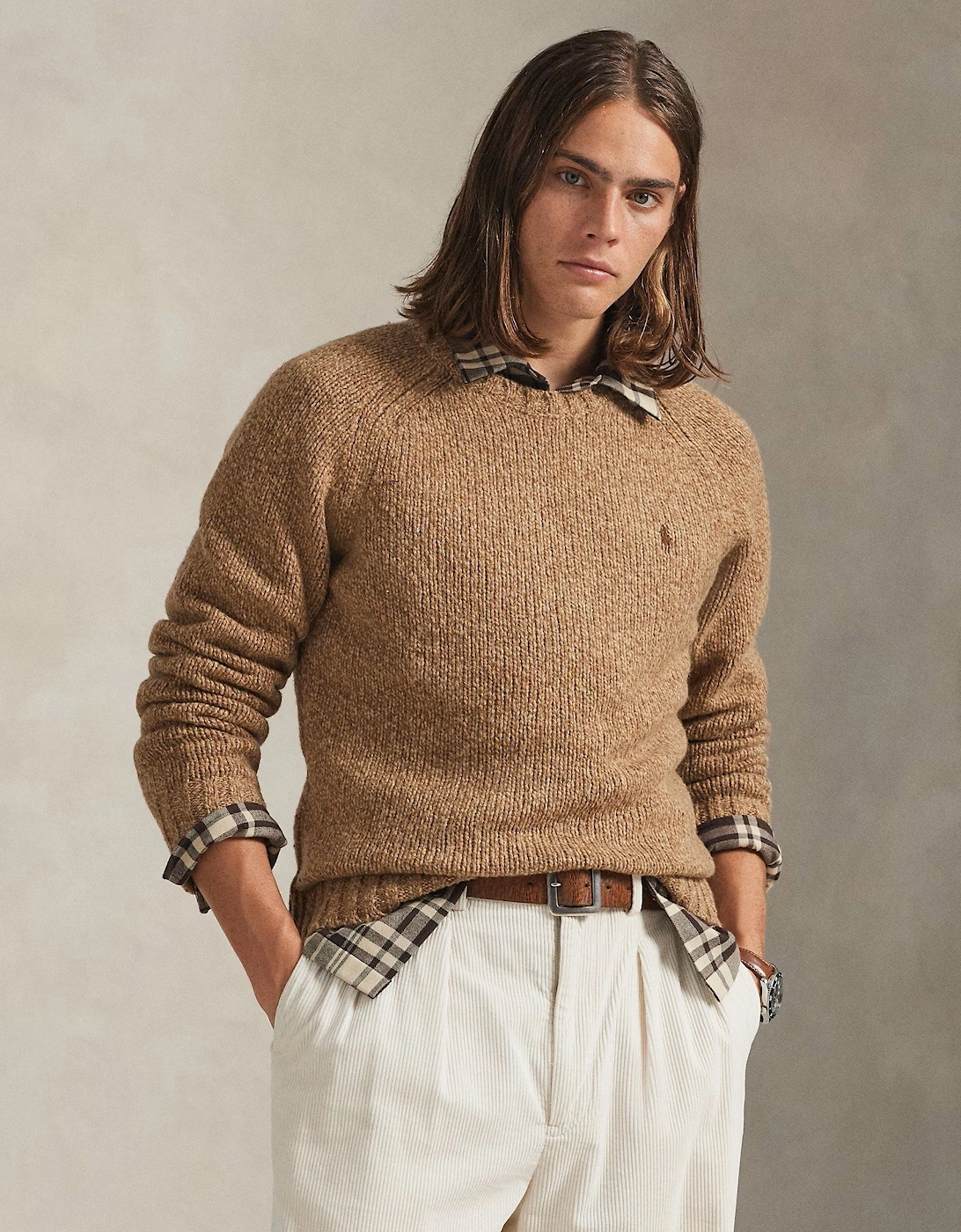 Wool Blend Sweater 002 Camel Marl