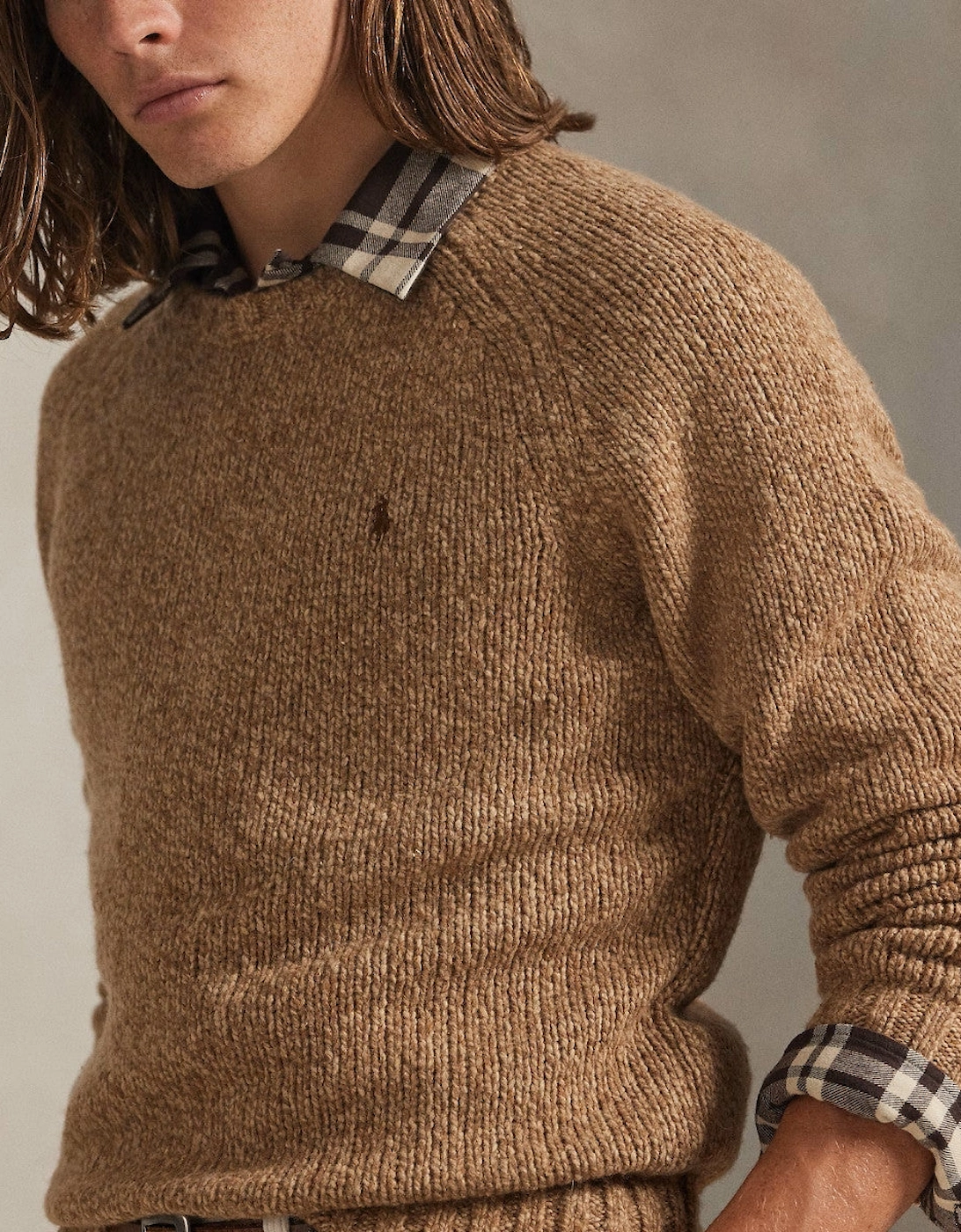 Wool Blend Sweater 002 Camel Marl