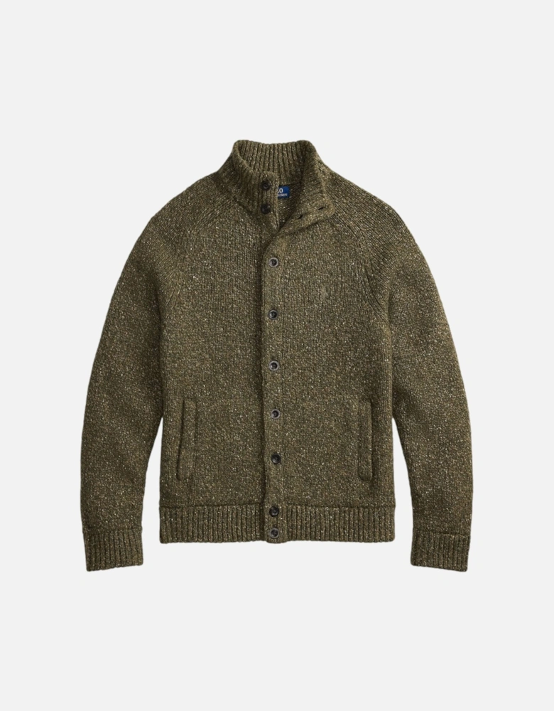 Wool Blend Cardigan 001 Olive Marl