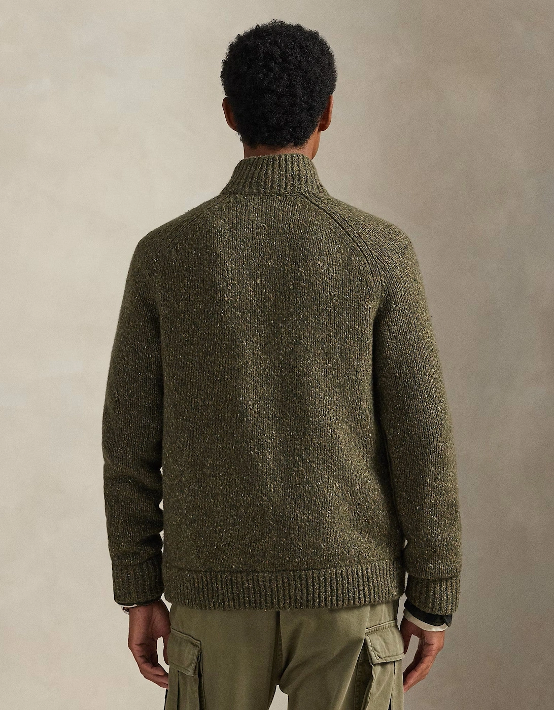Wool Blend Cardigan 001 Olive Marl