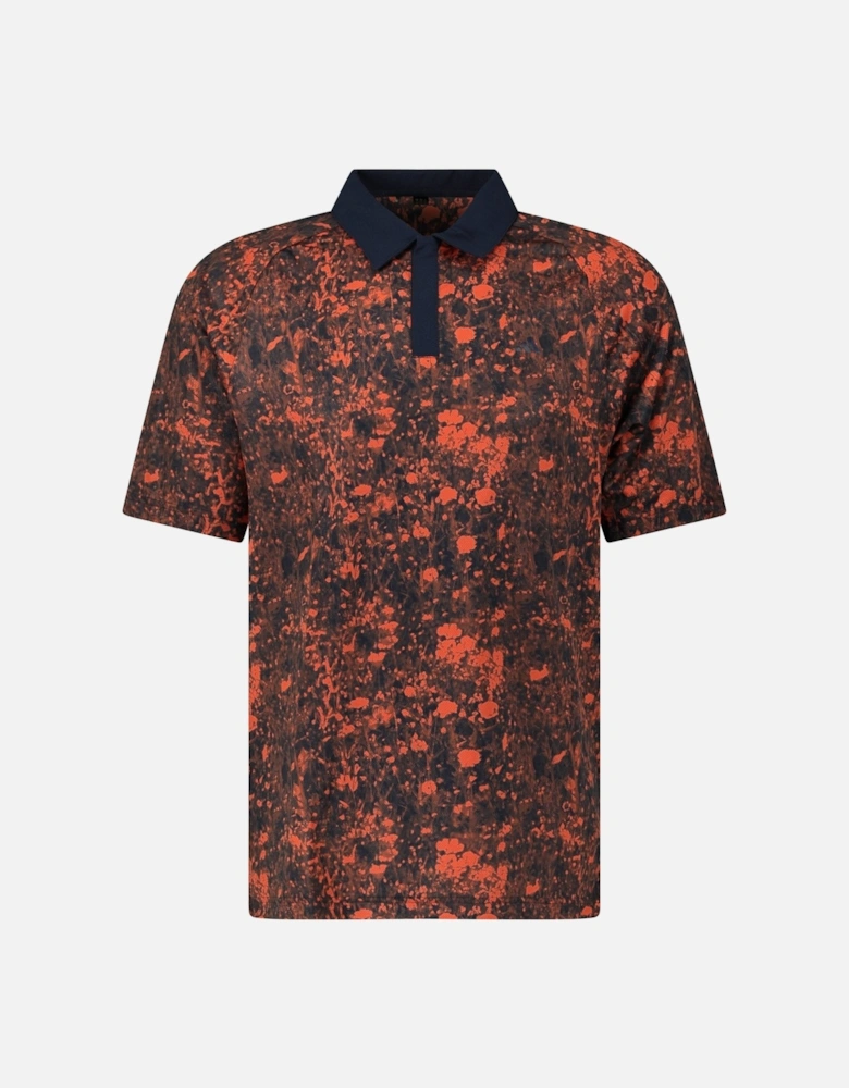 Mesh Print Golf Polo Shirt in Navy and Red