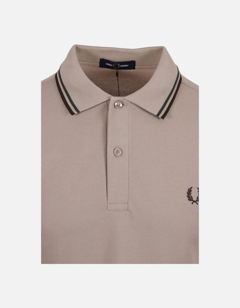 TWIN TIPPED POLO WARM OAT/COURT GREEN/BURNT TOB