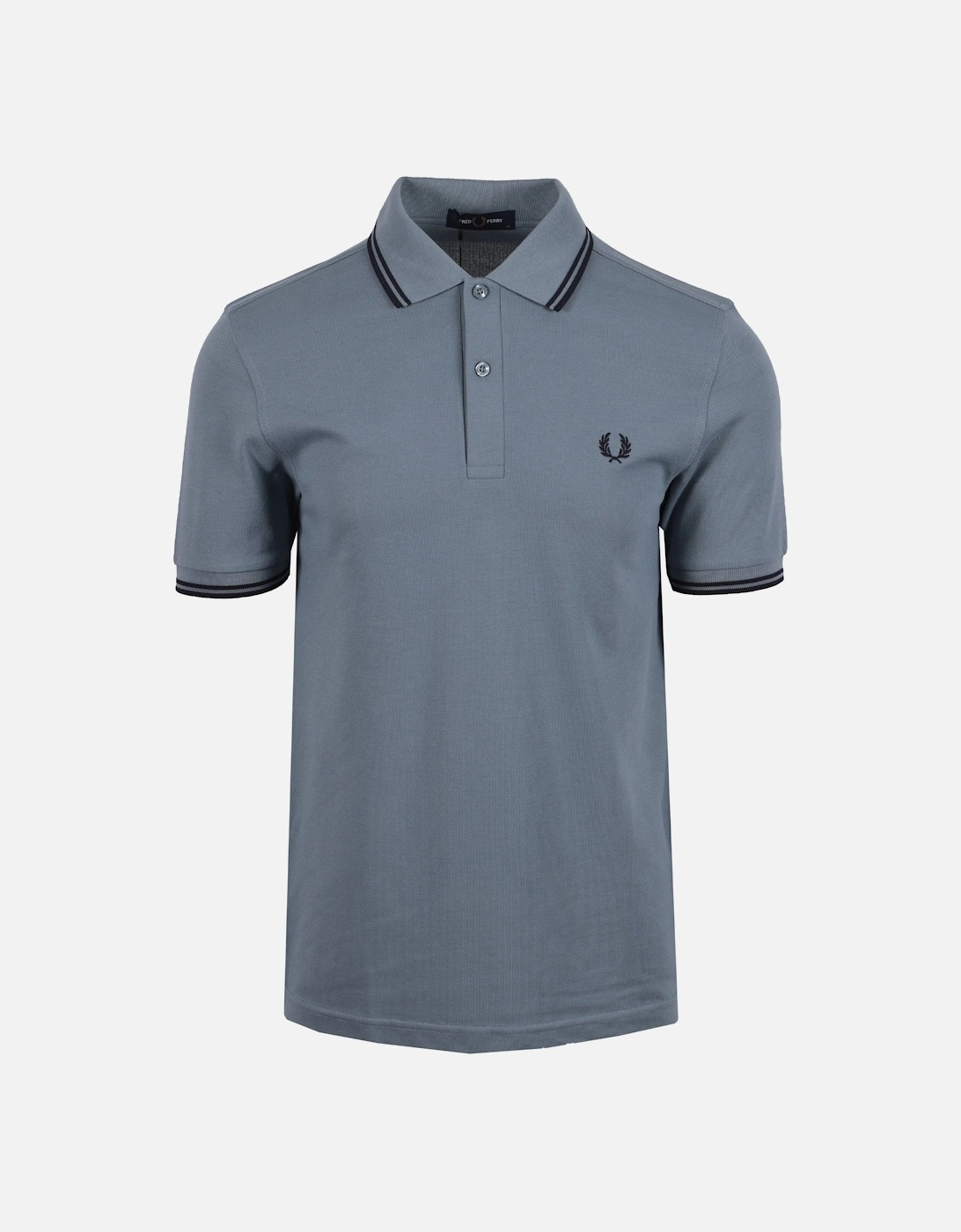 Men's FRED PERRY TWIN TIPPED POLO STOCKPORT BLUE - Grey - Size: 38