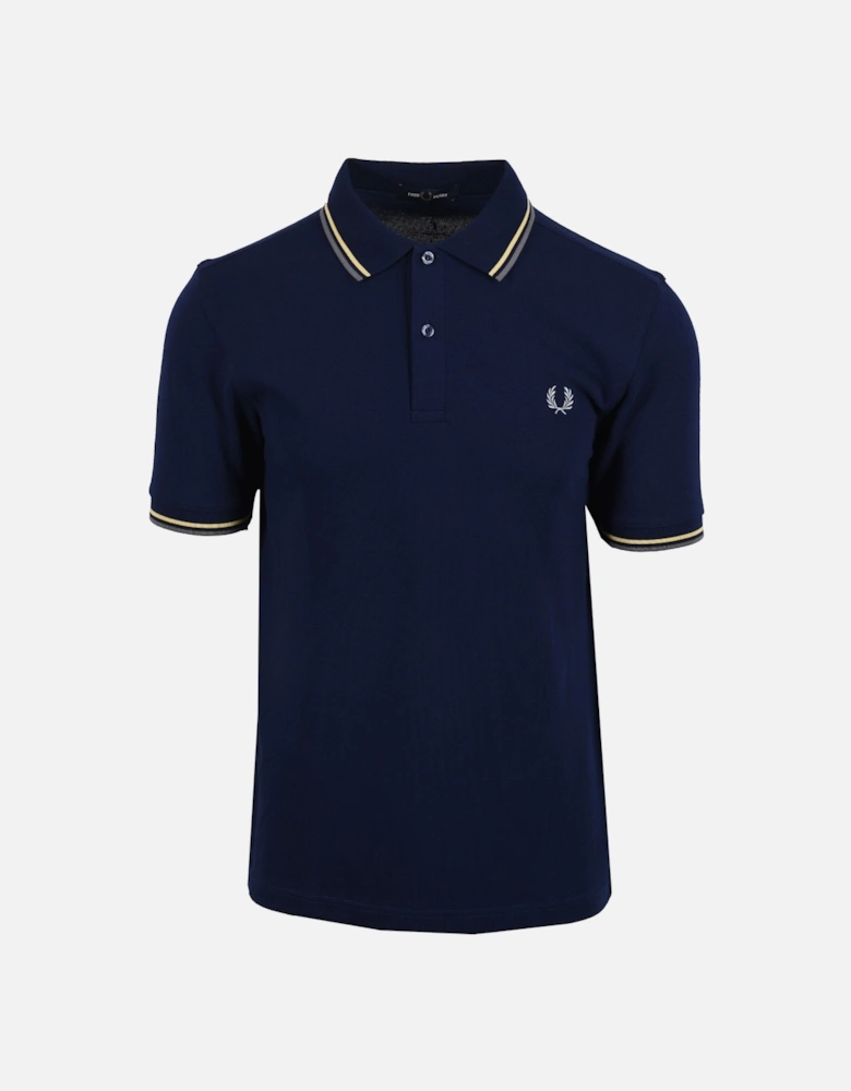TWIN TIPPED POLO FRENCH NAVY/GOLD/BLUE