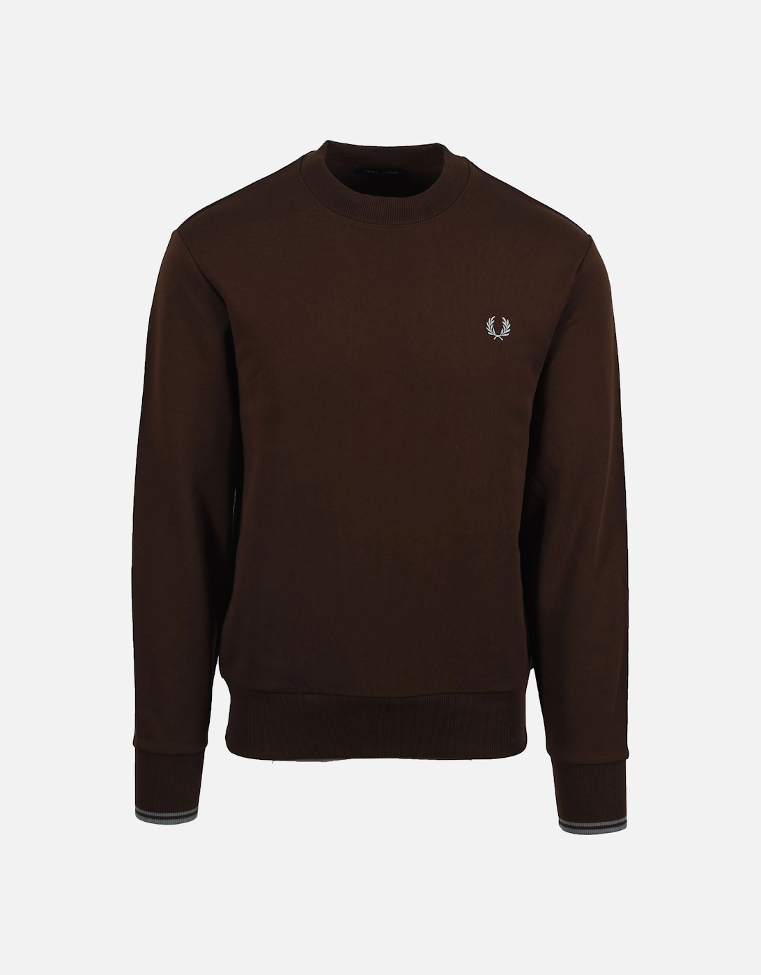 Men's FRED PERRY CREW NECK SWEATSHIRT BURNT TOBACCO/ STOCKPORT BLUE - Navy - Size: 42