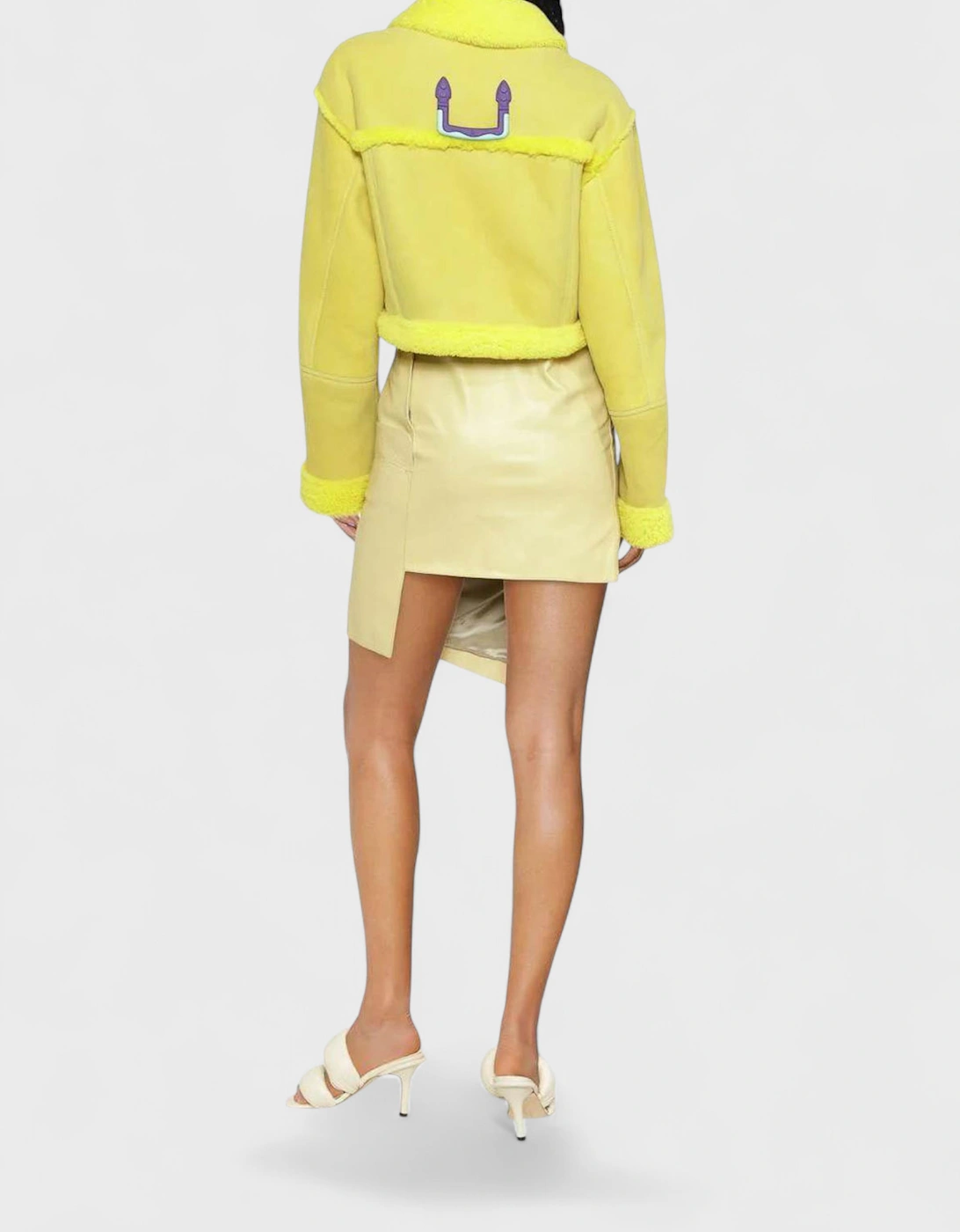 Shearling Crop Jacket Lemon Yellow
