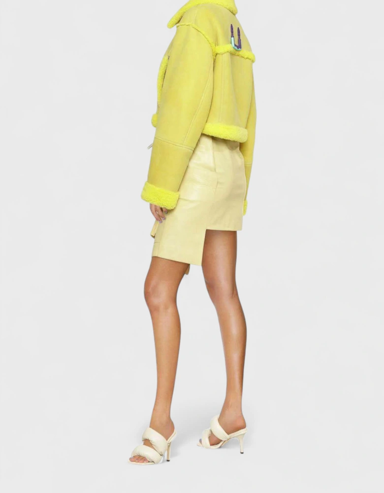 Shearling Crop Jacket Lemon Yellow