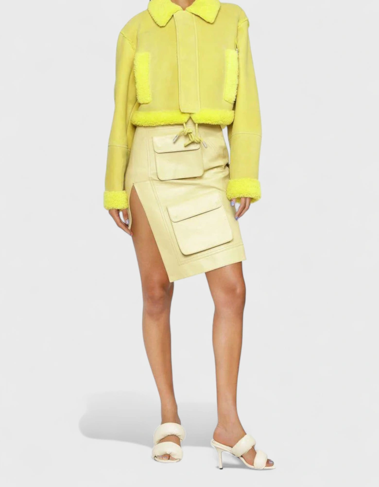 Shearling Crop Jacket Lemon Yellow