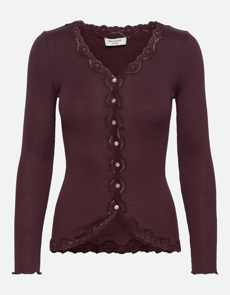 Babette silk long sleeve v neck cardigan