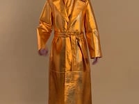 The Metallic Orange Faux Leather Luke Trench Coat