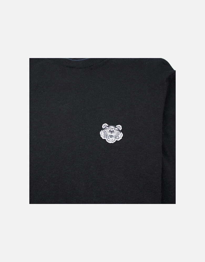 Small Tiger Crest Knitted Jumper Black