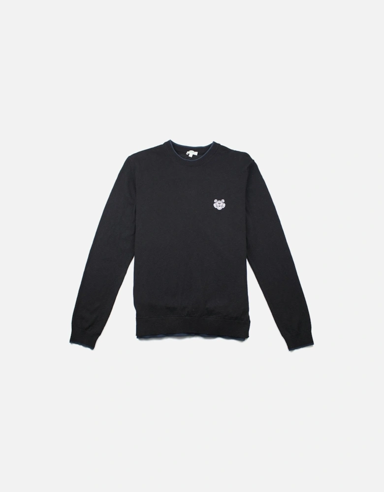 Small Tiger Crest Knitted Jumper Black
