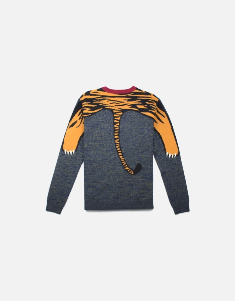 All Over Knitted Tiger Jumper Orange