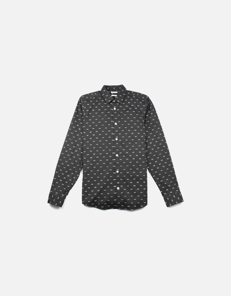 Eye Print Long Sleeve Shirt Black