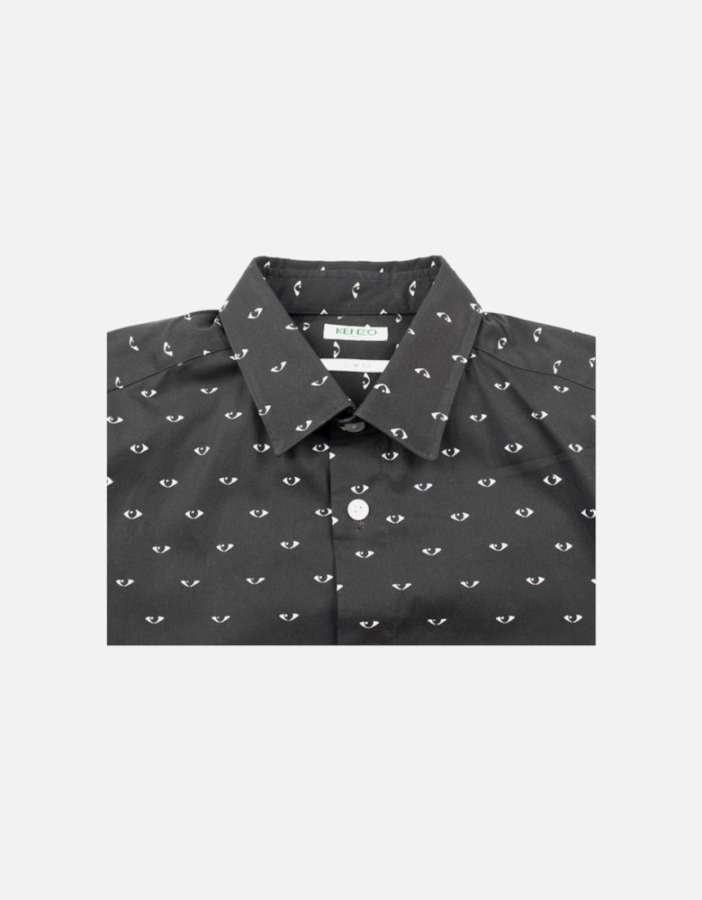 Eye Print Long Sleeve Shirt Black