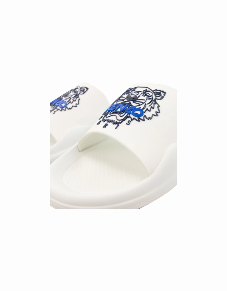 Tiger Logo Pool Sliders White